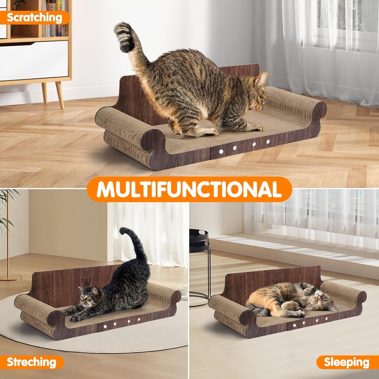 Extra Large Cat Scratcher Bed, 32” Cardboard Cat Couch & Lounger