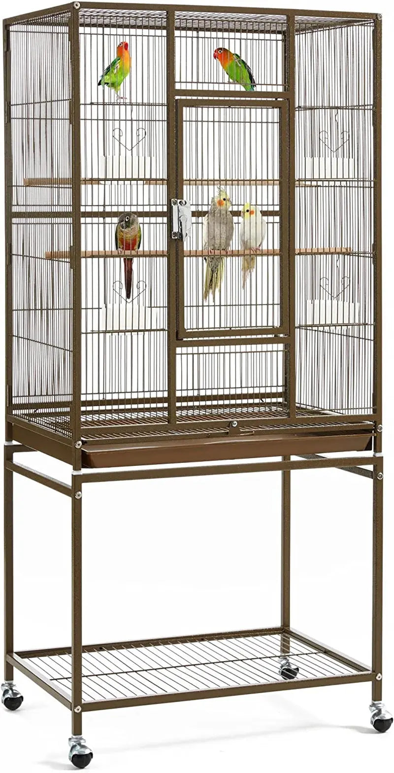 54" Wrought Iron Flight Bird Cage with Stand - Ideal for Parakeets, Conures, Lovebirds, Finches & Canaries Palmer Green 24.5"L X 17.0"W X 53.5"H