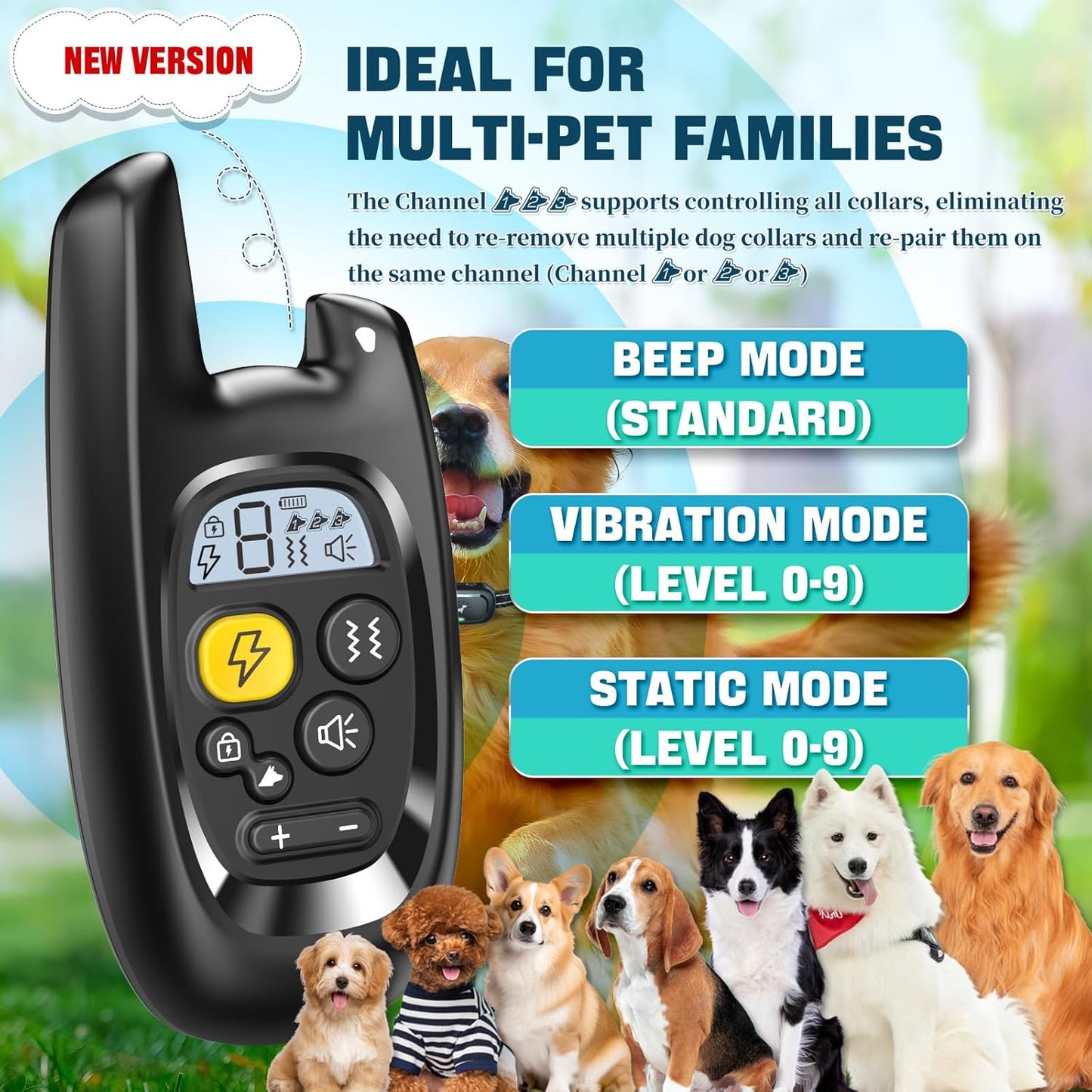 Dog Training Collar Remote Beep Vibration Shock Lock 1600FT Waterproof