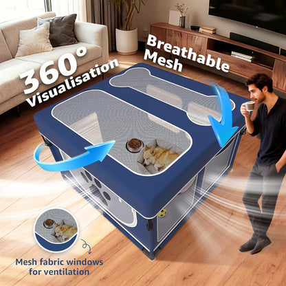 Foldable Dog & Small Animal Playpen with Cover, 1-Minute Setup Portable Pen