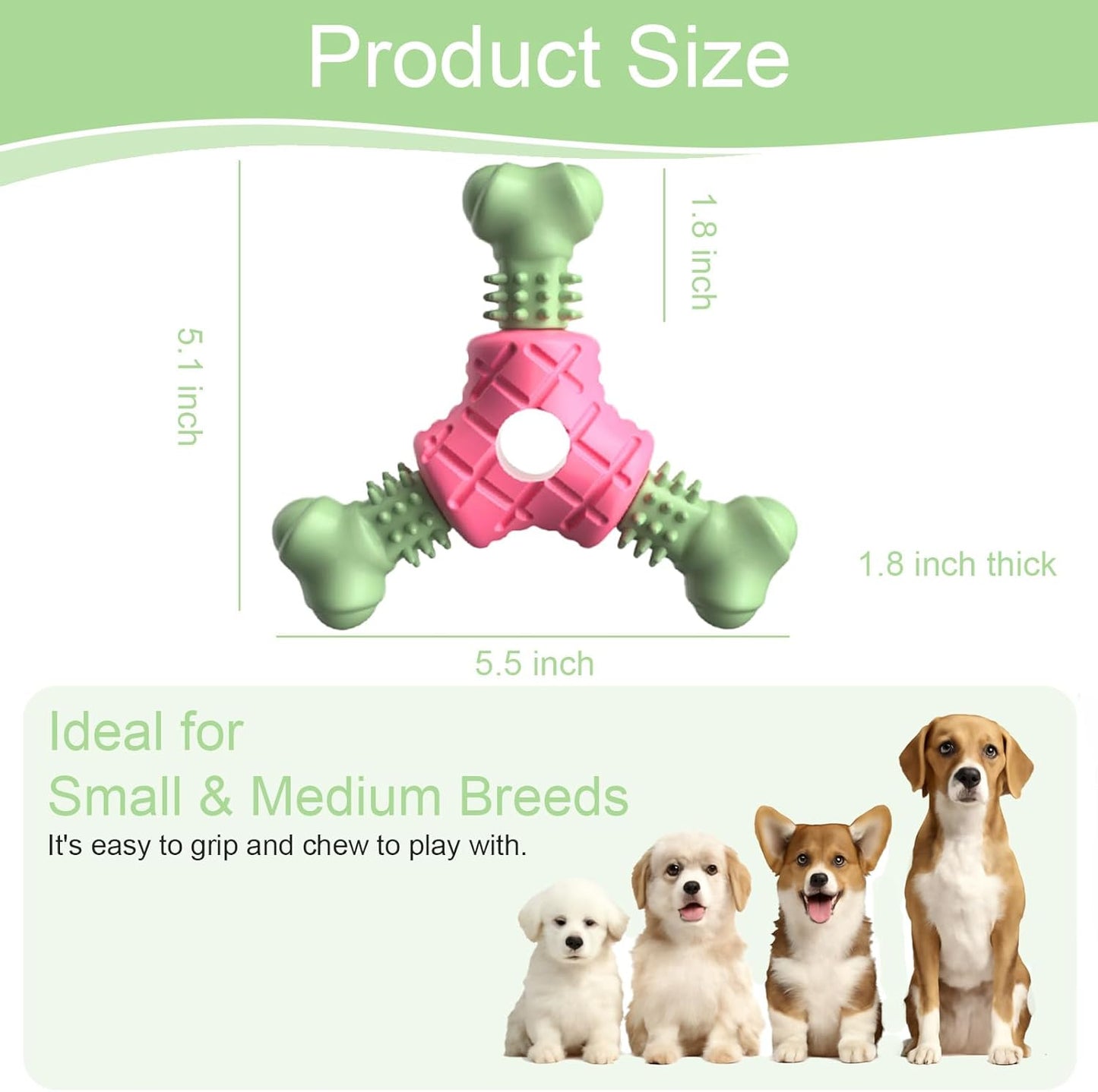 Rubber Dog Bone Chew Toy for Puppies – Small & Medium Aggressive Chewers
