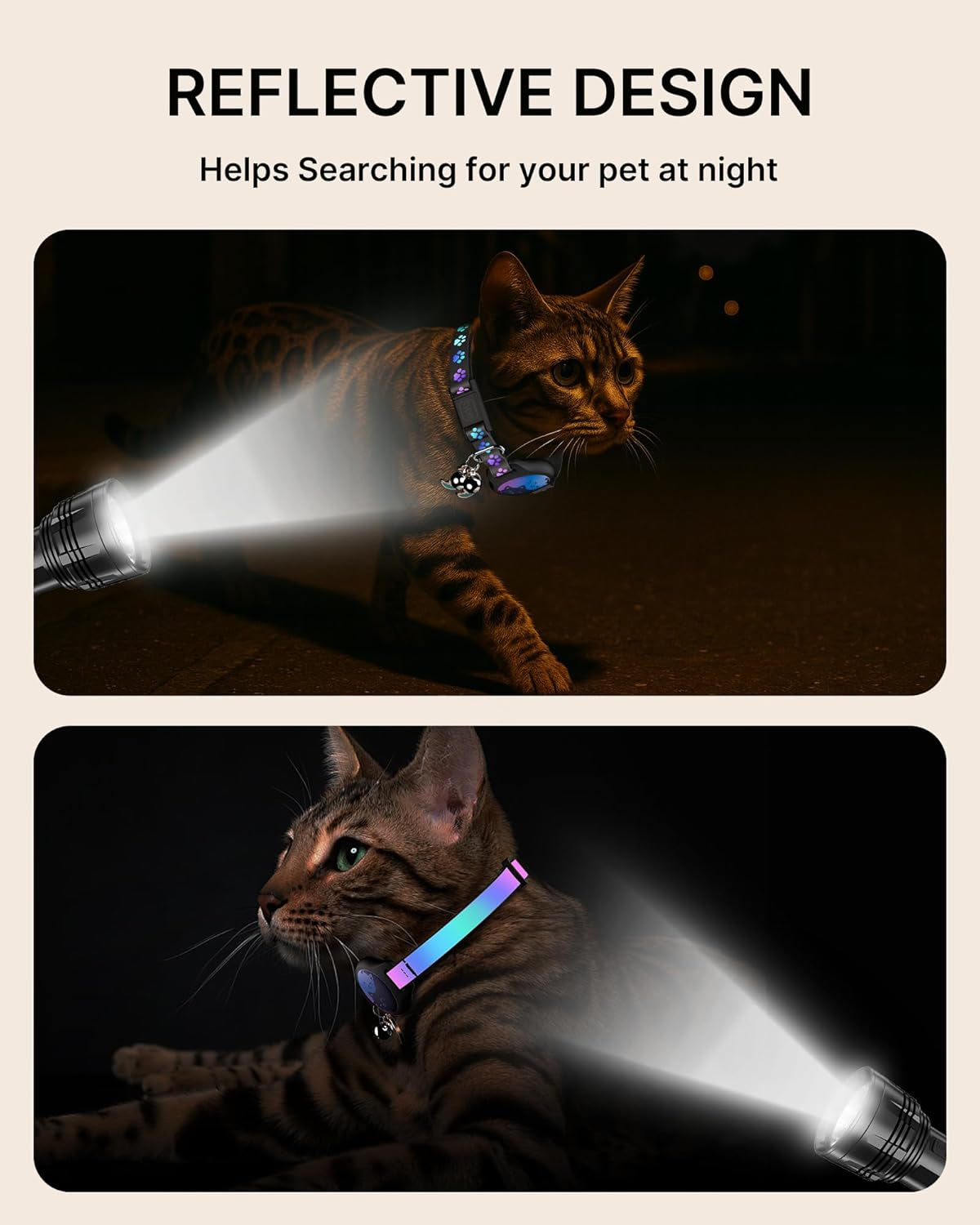 2-Pack AirTag Cat Collars with Breakaway Buckle, Reflective & Waterproof