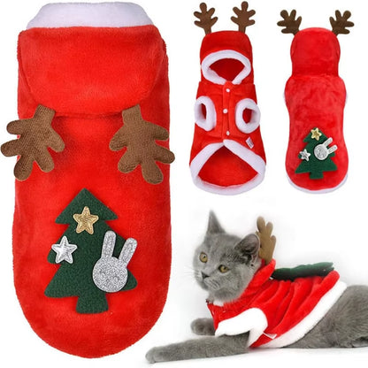 3D Designed Pet Christmas Hoodie | Warm Cotton Dog & Cat Costume XS–XL