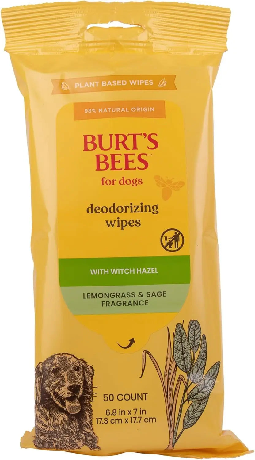 Hypoallergenic Dog Wipes with Honey – Natural Paw & Butt Cleaning, 50ct Deodorizing Wipes - Lemongrass Sage 50 Count (Pack Of 1)