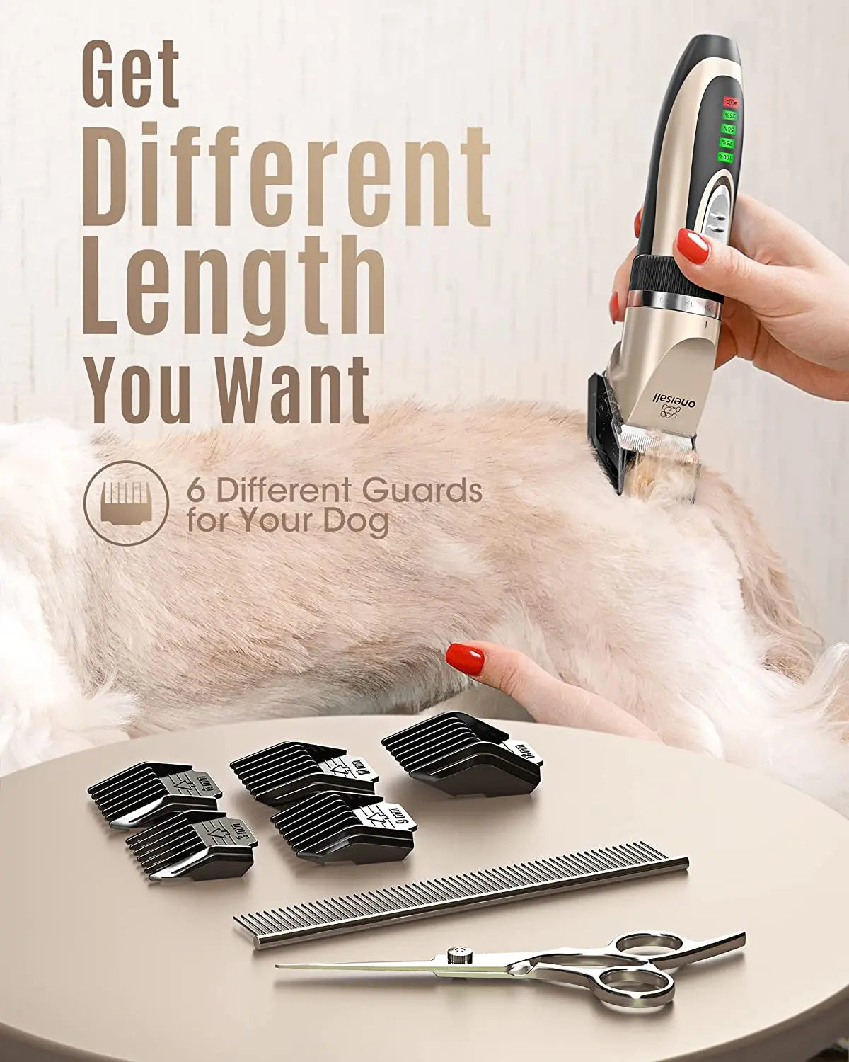 Rechargeable Professional Dog Clippers Low Noise Cordless Grooming Kit Cats & Dogs Trimmer