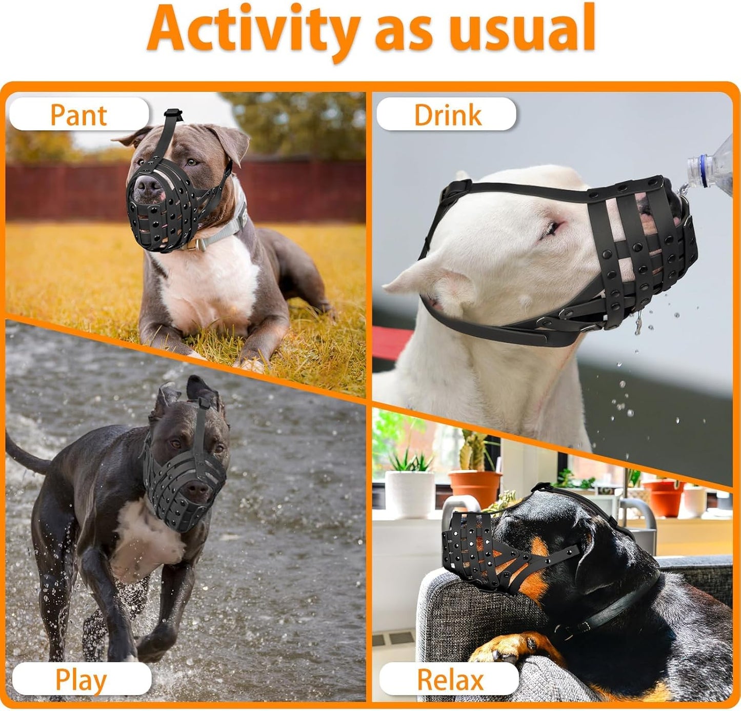 Adjustable Basket Dog Muzzle for Large & Medium Dogs, Lightweight & Breathable