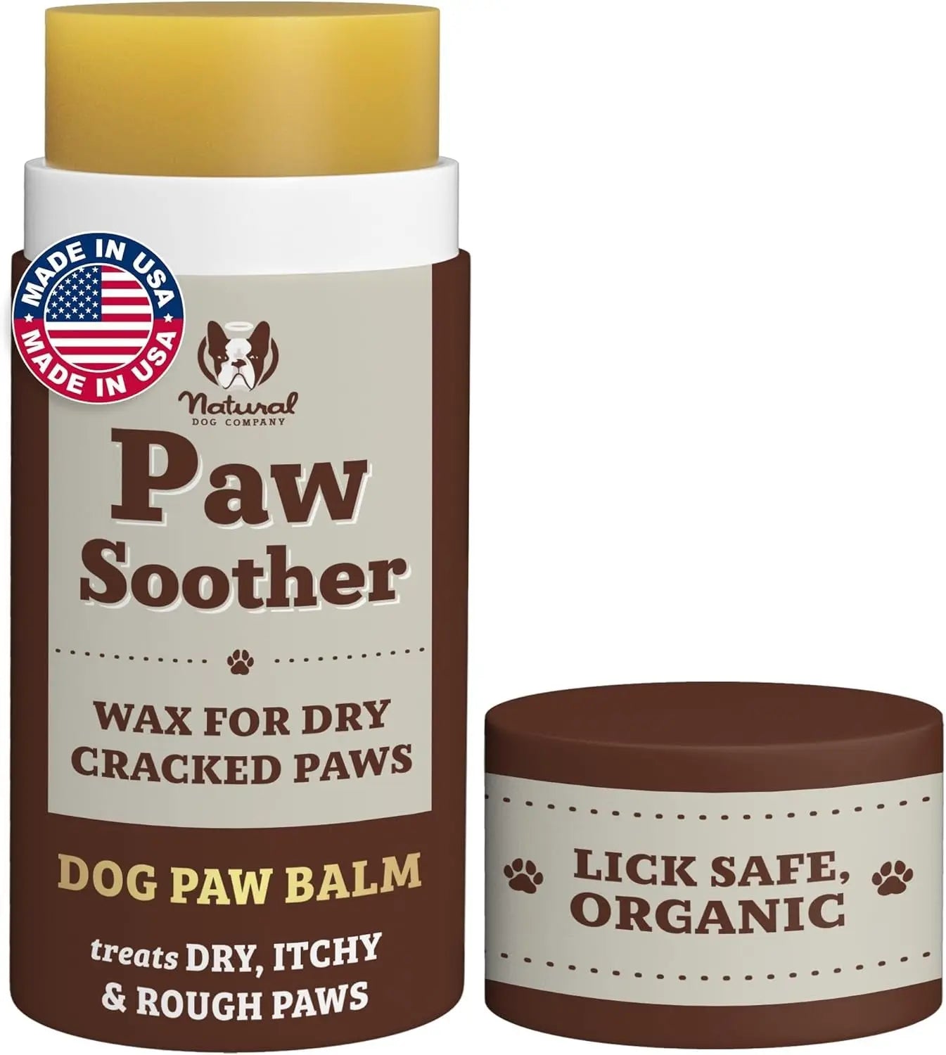 Natural Dog Paw Balm Moisturizer – Heals & Protects Dry, Cracked Pads, Restores Comfort & Softness Paw Soother Stick - 2 Oz.