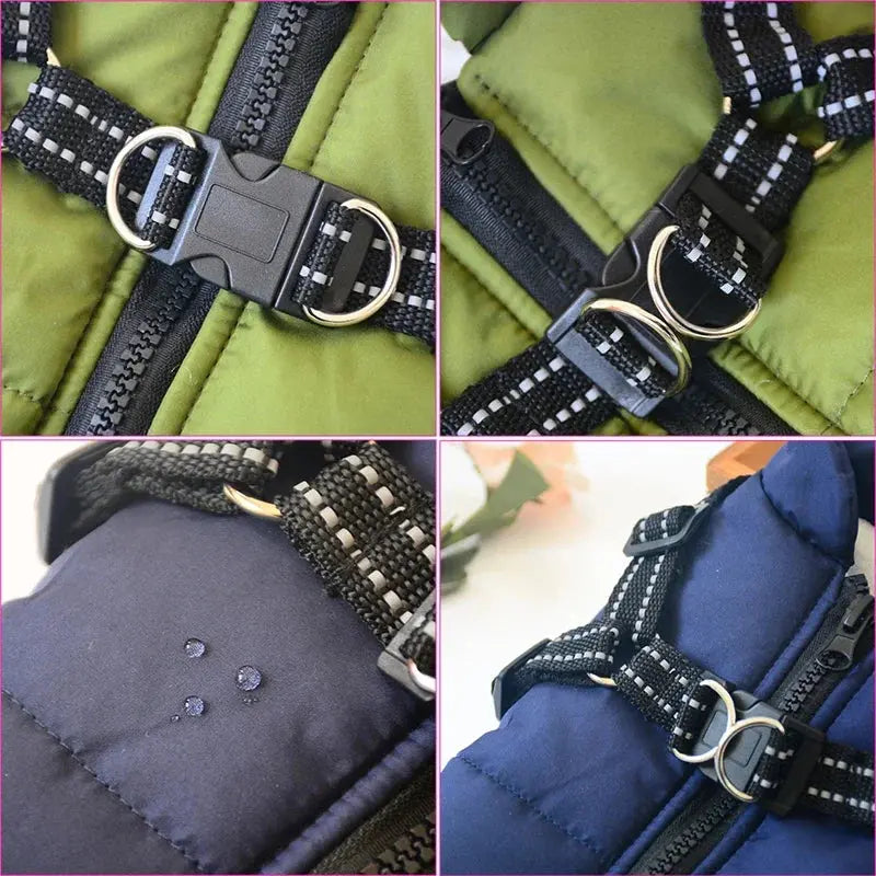 Winter Dog Jacket with Built-in Harness – Warm Waterproof Pet Coat, Cold Weather Dog Clothes