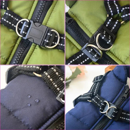 Winter Dog Jacket with Built-in Harness – Warm Waterproof Pet Coat, Cold Weather Dog Clothes