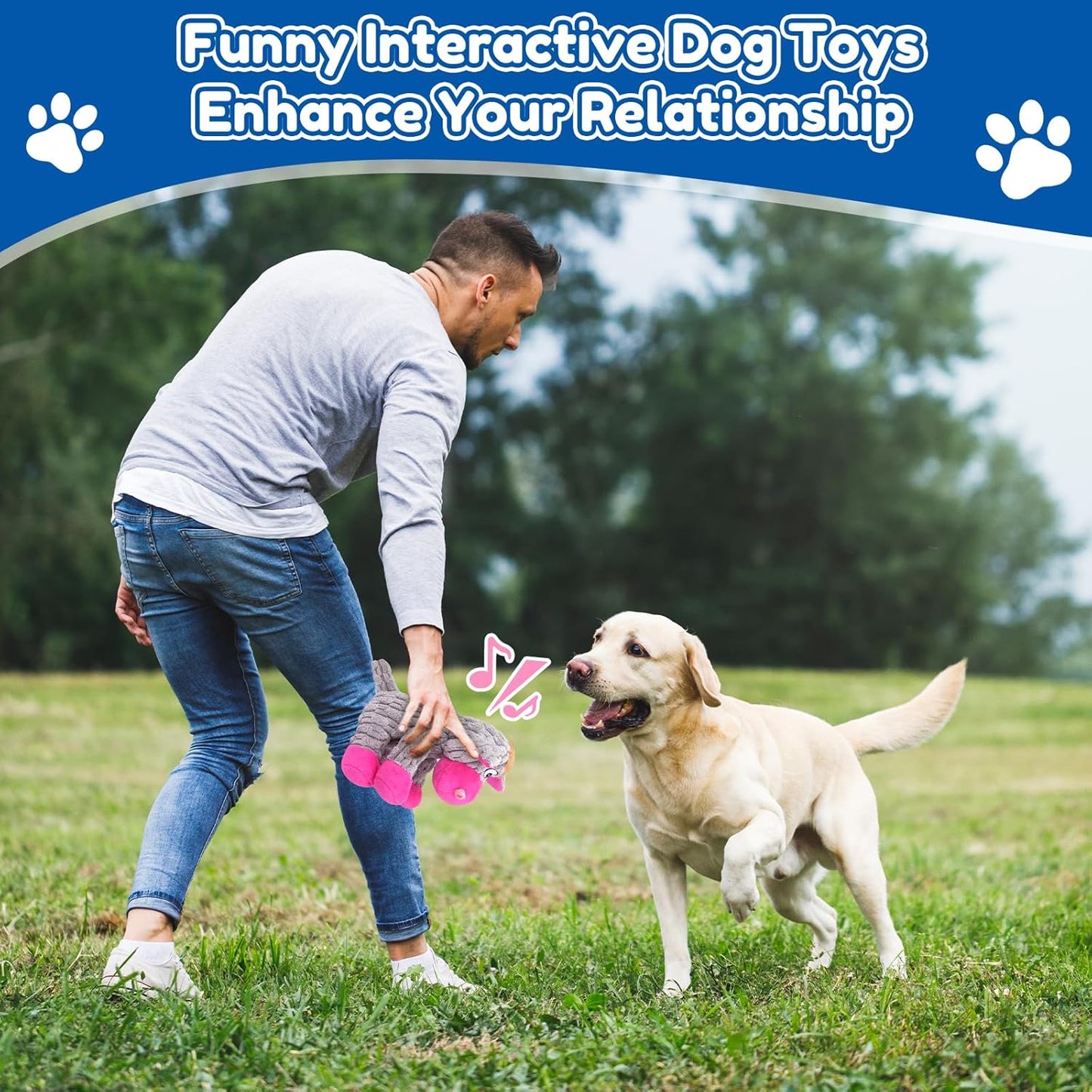 Plush Crinkle Squeaky Dog Toy for Small Medium & Large Dogs – Tough Chew