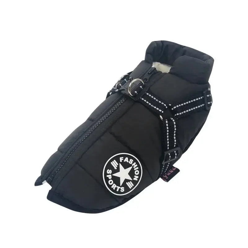 Winter Dog Jacket with Built-in Harness – Warm Waterproof Pet Coat, Cold Weather Dog Clothes Black