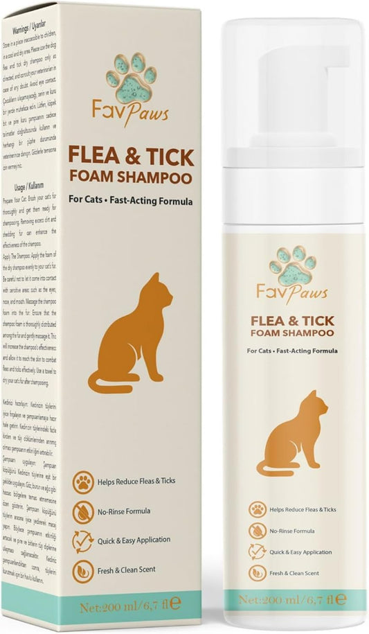 Cat Waterless Foam Shampoo Flea Tick Grooming No Rinse 6.7oz Default Title