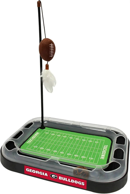 NCAA Cat Scratcher Football Field Toy – With Catnip, Feather & Interactive Ball Georgia Bulldogs Football Field
