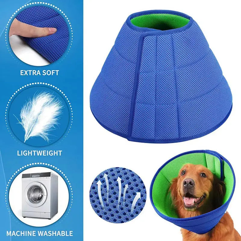 Soft Dog Recovery Cone Collar – Protective E-Collar for Surgery, Wound Healing & Chewing Prevention