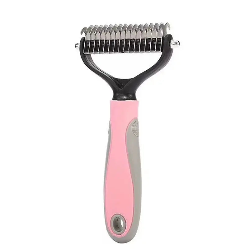 Professional Pet Deshedding Brush – Dog & Cat Hair Remover L-Red