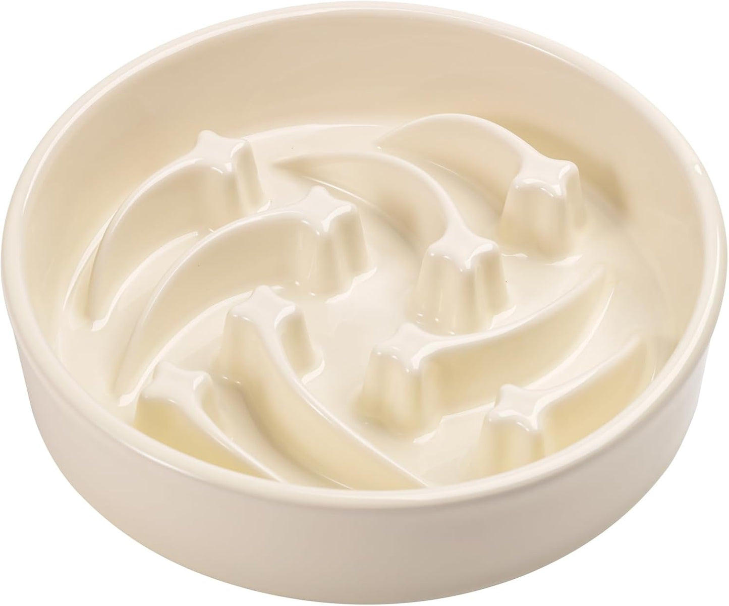 Elevated Ceramic Slow Feeder Dog Bowl 8.6in Heavy Weighted (various colors) Upgraded Milk White Slow Feeder