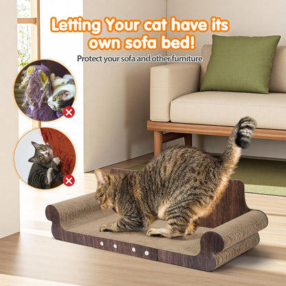 Extra Large Cat Scratcher Bed, 32” Cardboard Cat Couch & Lounger
