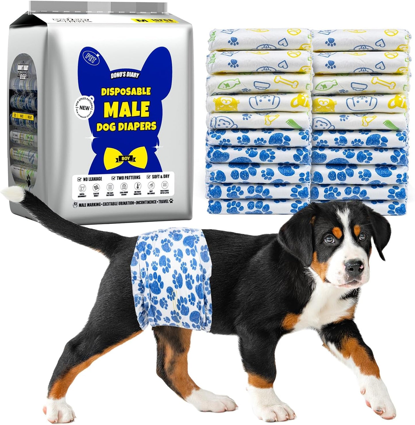 Male Dog Diapers 60 Count Disposable Belly Bands Leakproof Absorbent 60.0 Medium