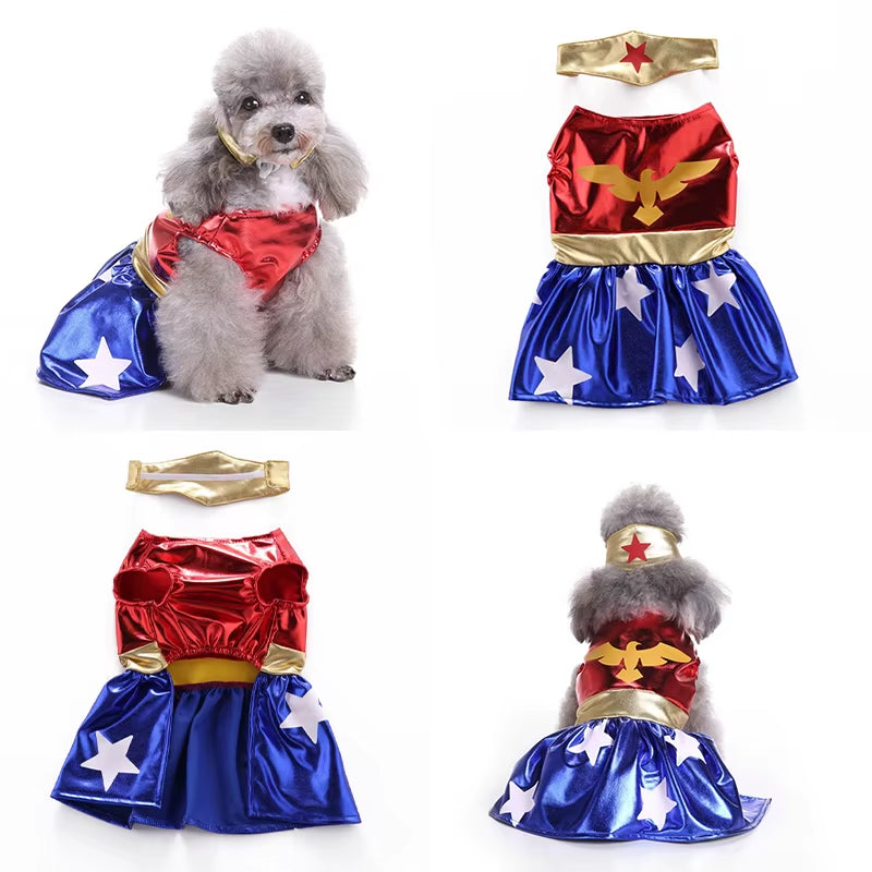 Halloween Pet Dress Costume | Superhero or Princess Outfit for Dogs & Cats