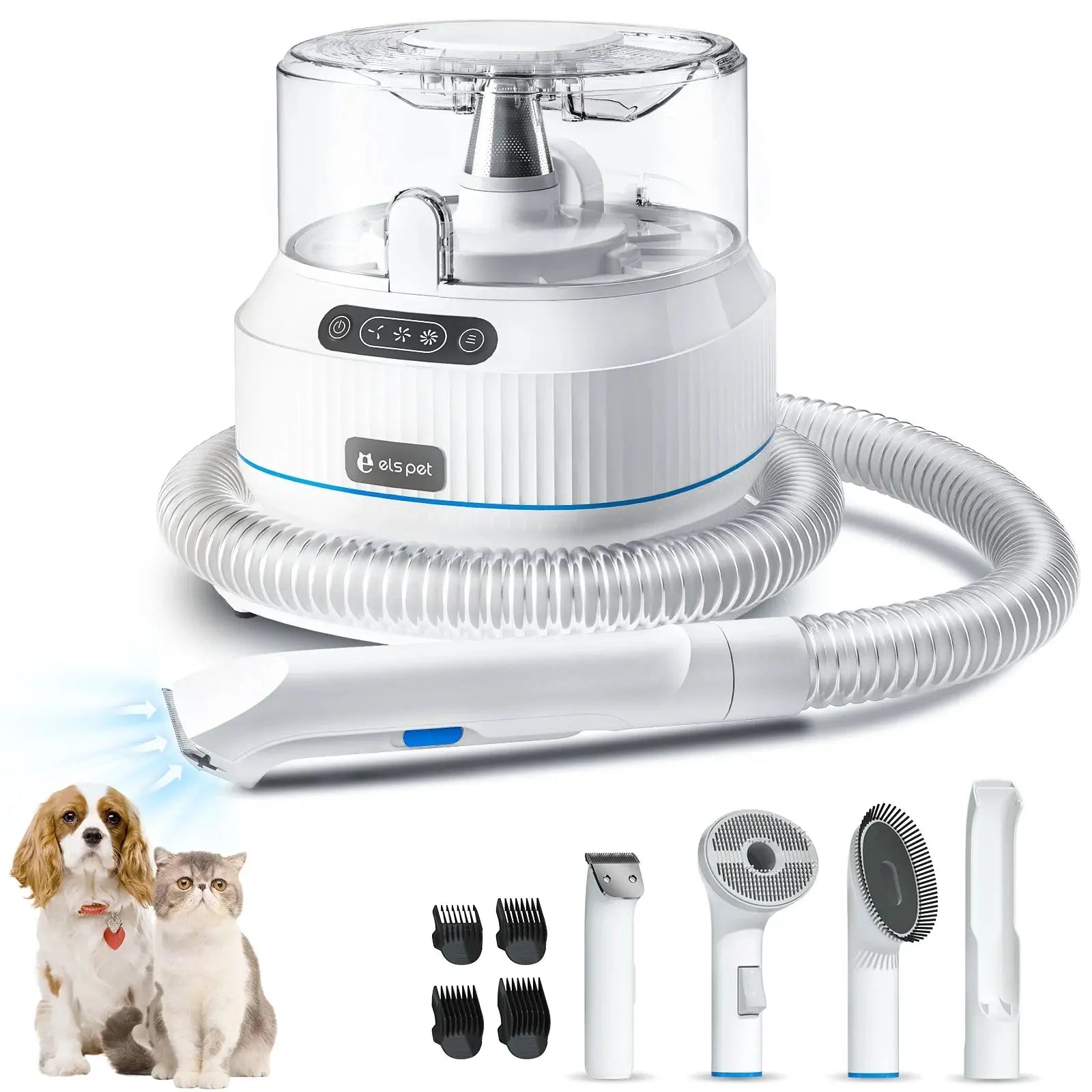 Dog Grooming Vacuum Kit 5-in-1 Clippers & Brush w/ 1.4L Dust Cup for Pets Default Title