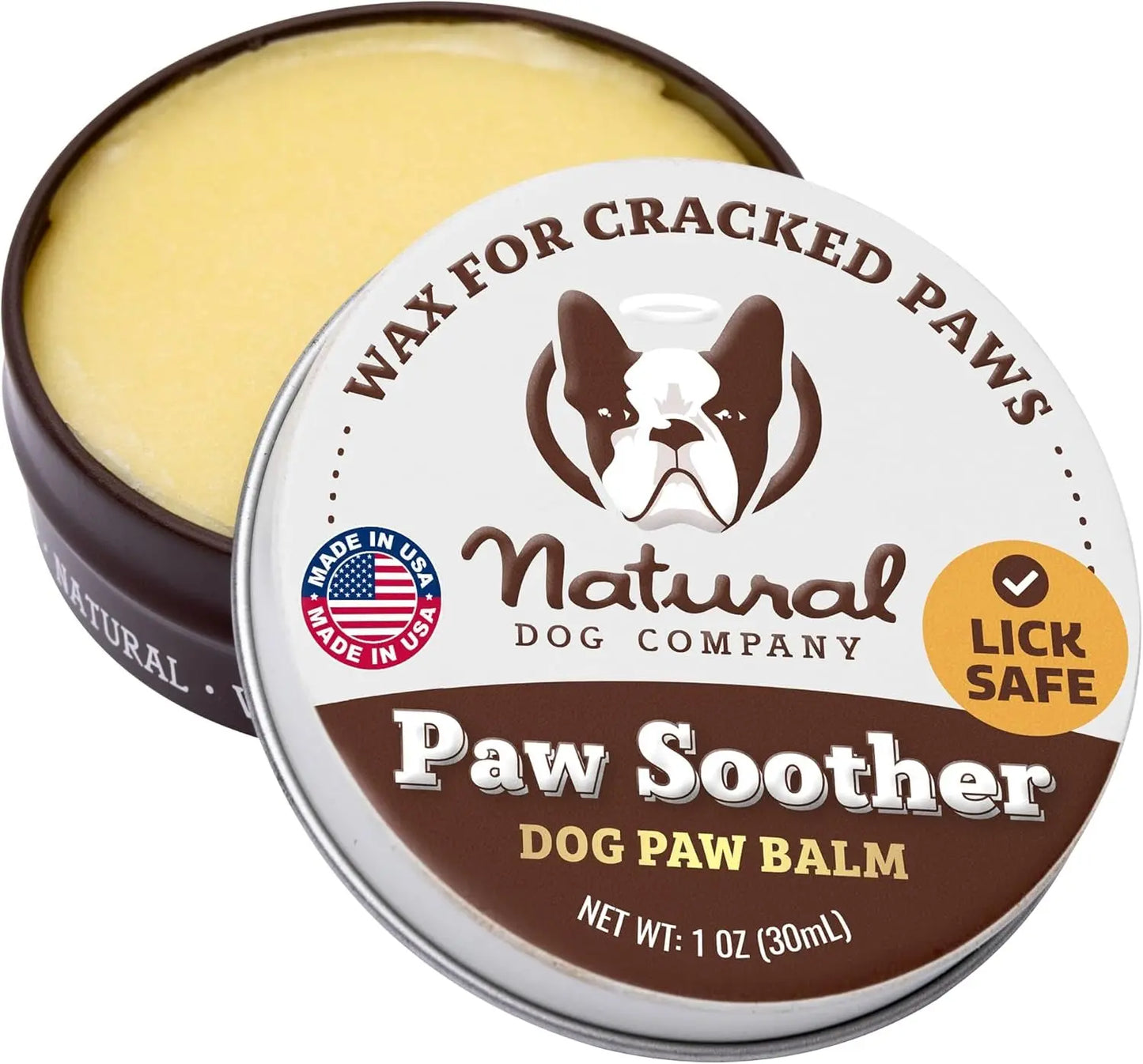 Natural Dog Paw Balm Moisturizer – Heals & Protects Dry, Cracked Pads, Restores Comfort & Softness Paw Soother Tin - 1 Oz.