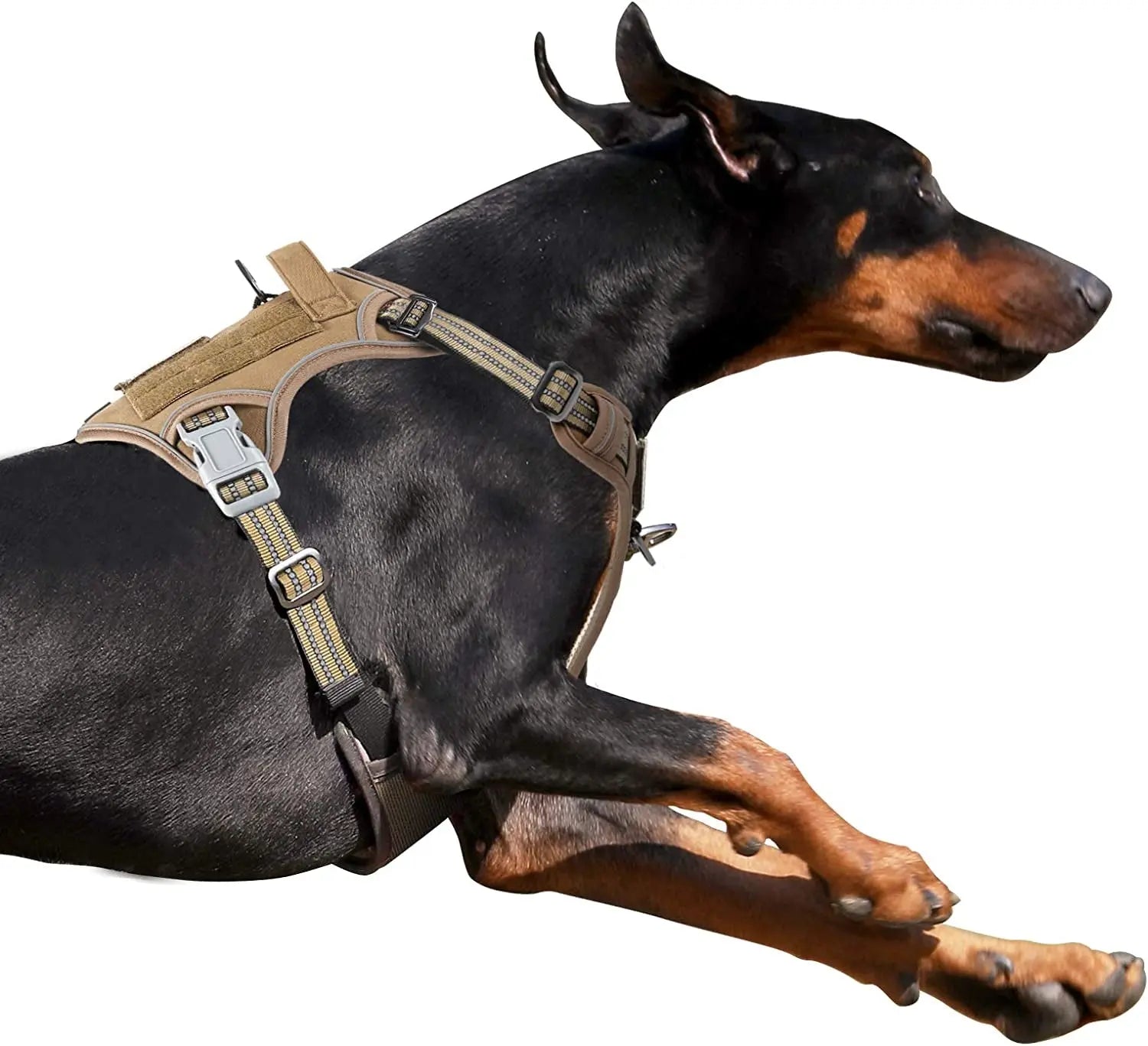 Tactical No Pull Dog Harness Large Dogs Adjustable Reflective Training Vest w/ Handle Brown Xl(Neck:22-31", Chest:23-42")
