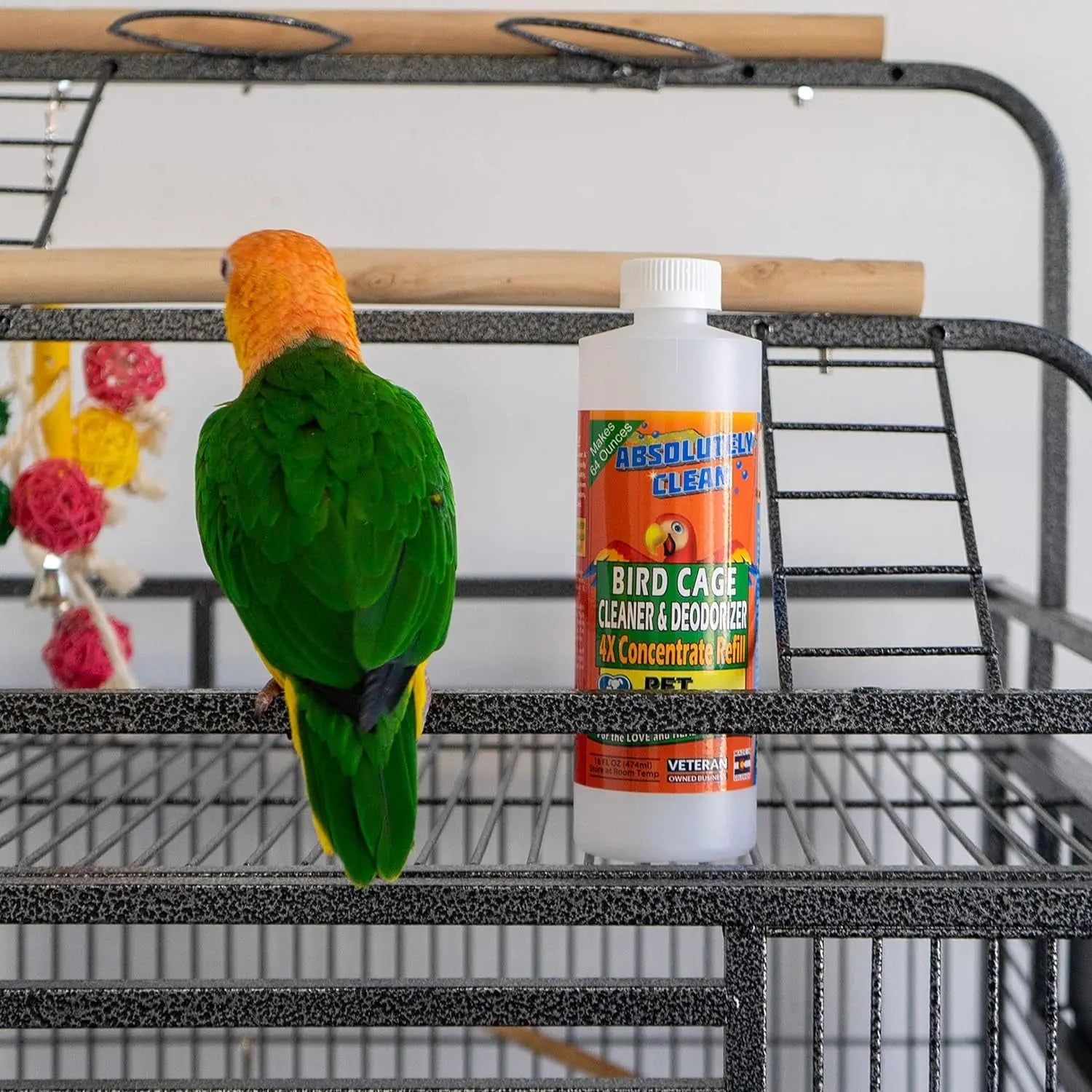Premium Bird Cage Cleaner & Deodorizer – USA Made, Fragrance Free, Concentrate (16oz Makes 64oz)
