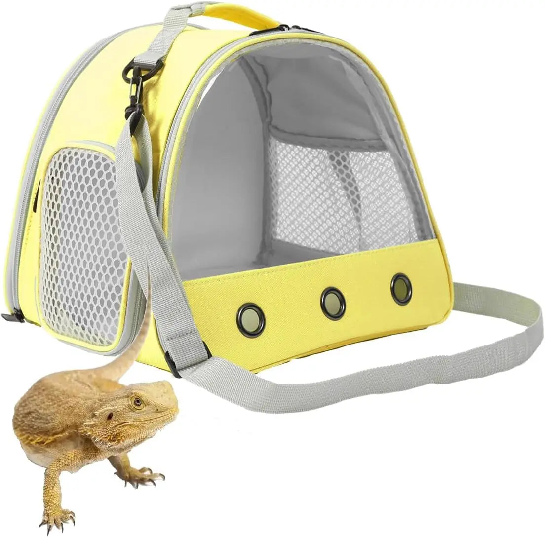 Small Pet Carrier Backpack with Clear Window, Airline Approved Travel Bag for Guinea Pig, Reptile, Hedgehog, Rat & Parrot Yellow Carrier