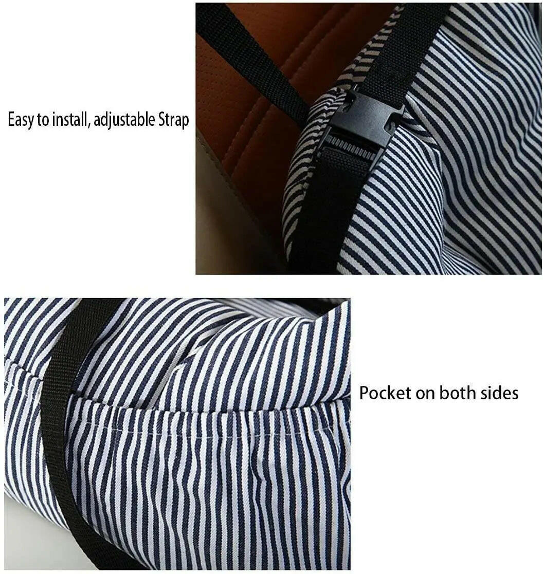 Safe & Cozy Car Rides: Dog Booster Seat with Storage (Coffee Stripe)