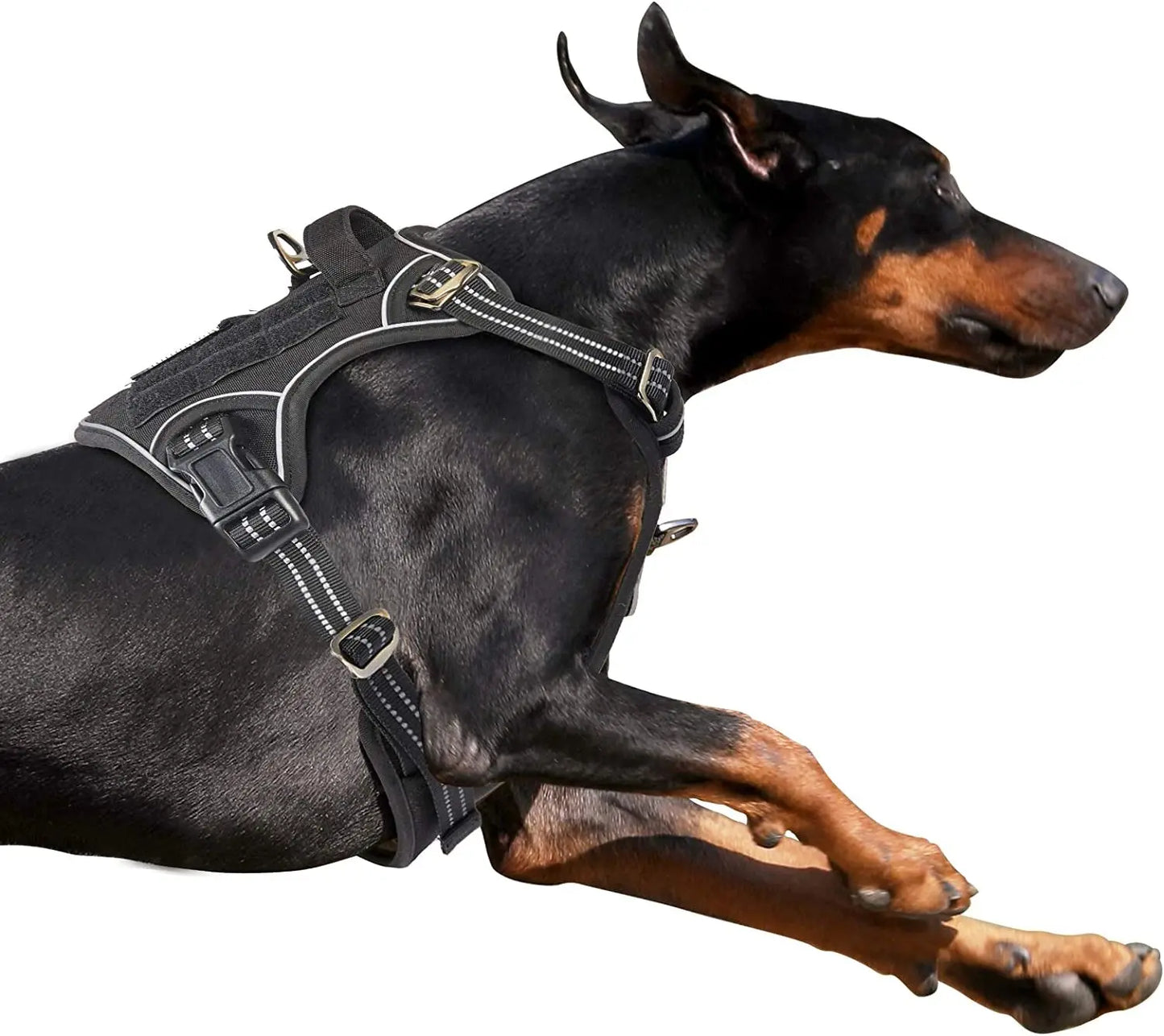 Tactical No Pull Dog Harness Large Dogs Adjustable Reflective Training Vest w/ Handle Black Xl(Neck:22-31", Chest:23-42")