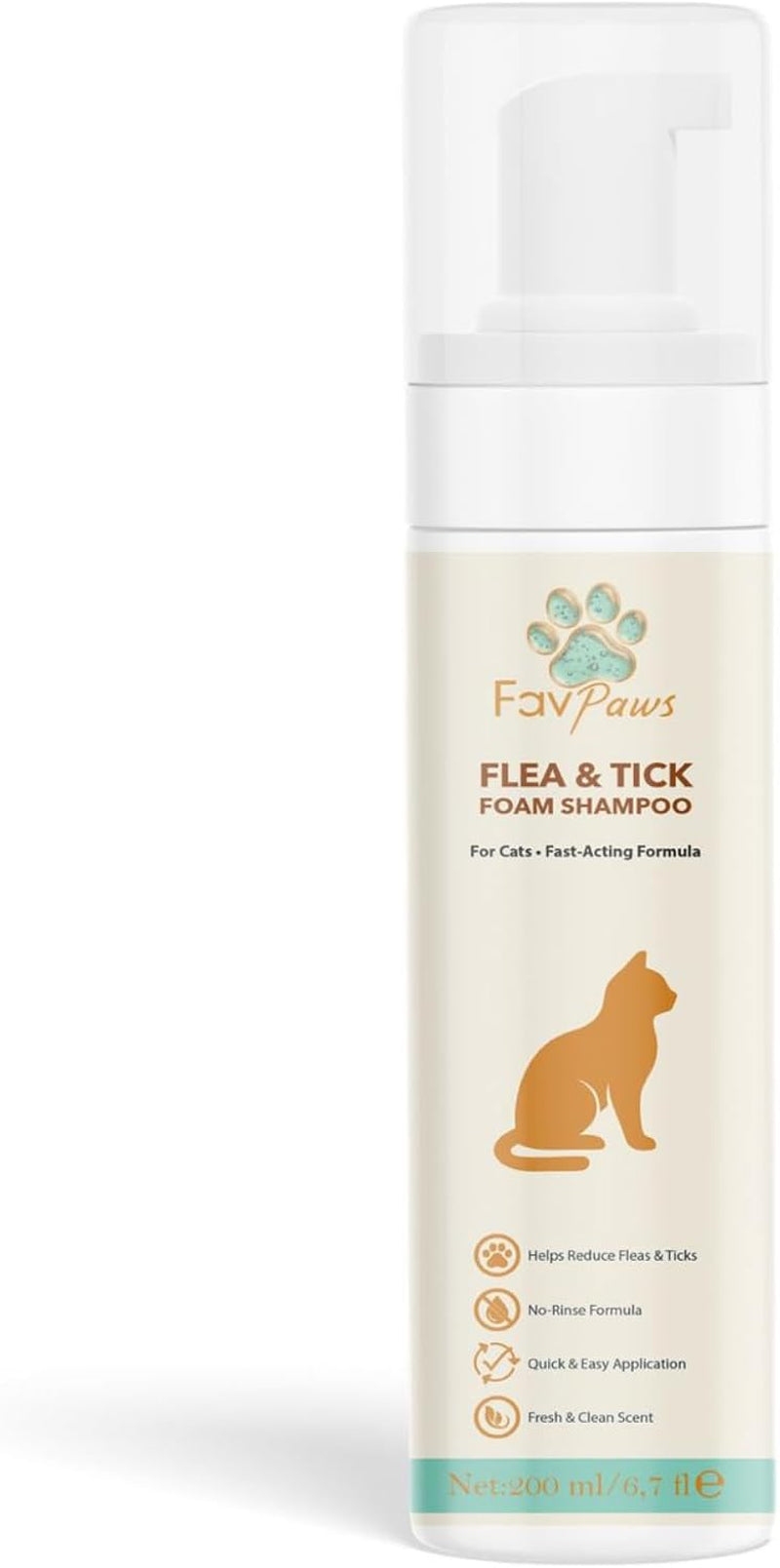 Cat Waterless Foam Shampoo Flea Tick Grooming No Rinse 6.7oz