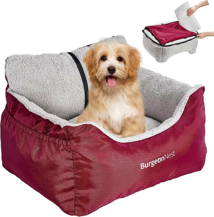 Upgrade their ride! Ultimate Comfort & Safety: Washable Pet Car Seat for Small Dogs & Cats (Under 25 lbs) Red Small