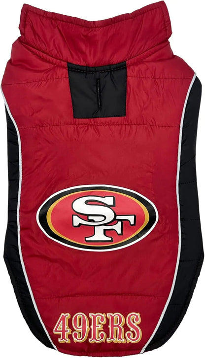 Official NFL Dog & Cat Puffer Vest (All Teams) – Waterproof & Warm Winter Coat sizes (S,M,L,XL) San Francisco 49Ers