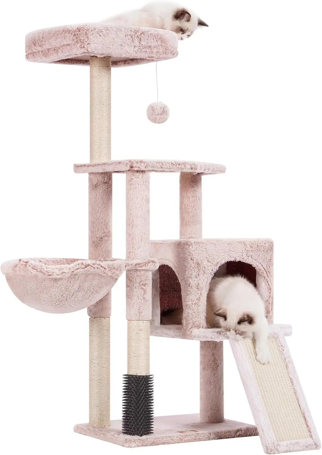 Cat Tree, Cat Tower for Indoor Cats with Scratching Board, Multi-Level Cat Furniture Condo with Feeding Bowl Smoky Gray HCT010G Muchroom 42.5 Inch