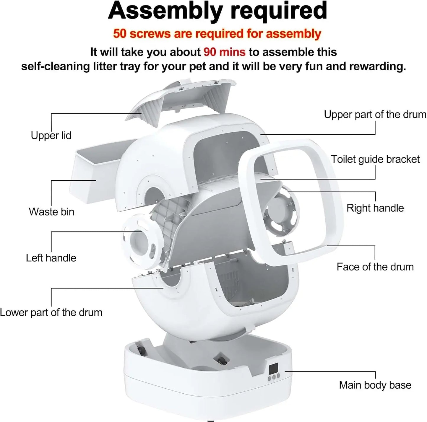 Automatic Cat Litter Box Self Cleaning - APP Control and Weight Monitoring - Ultra-Quiet, Medium Cats and Kittens Litter Box