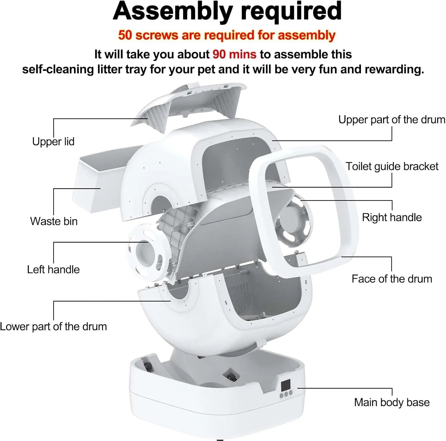 Automatic Cat Litter Box Self Cleaning - APP Control and Weight Monitoring - Ultra-Quiet, Medium Cats and Kittens Litter Box