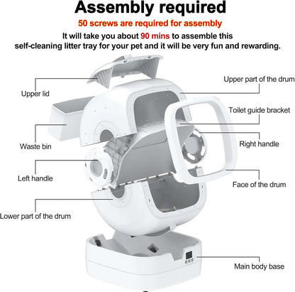 Automatic Cat Litter Box Self Cleaning - APP Control and Weight Monitoring - Ultra-Quiet, Medium Cats and Kittens Litter Box