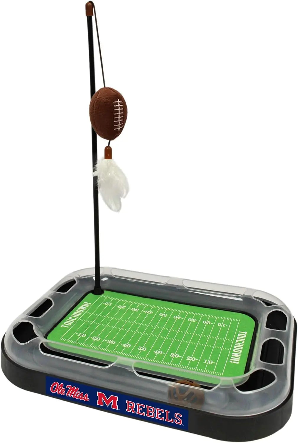 NCAA Cat Scratcher Football Field Toy – With Catnip, Feather & Interactive Ball Mississippi Ole Miss Rebels Football Field