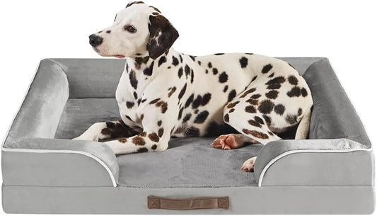 XXL Orthopedic Dog Bed, Memory Foam Sofa w/ Bolster, Water-Resistant Liner, Non-Slip Base