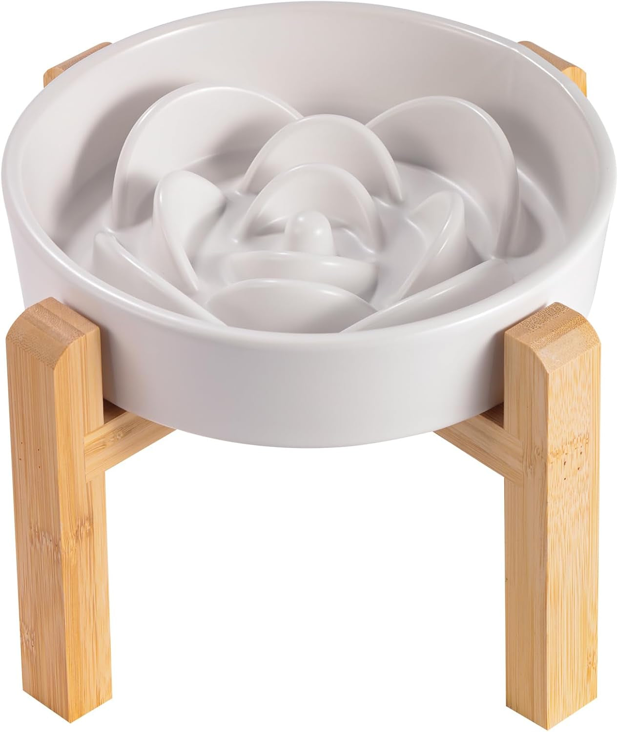 Elevated Ceramic Slow Feeder Dog Bowl 8.6in Heavy Weighted (various colors) Upgraded White Slow Feeder Elevated