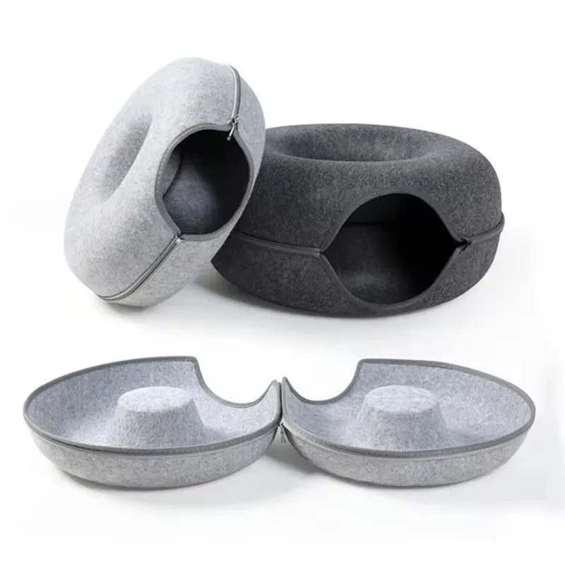 Donut Cat Tunnel Bed – Interactive Play Toy & Cozy Pet House for Cats, Kittens, Rabbits & Ferrets