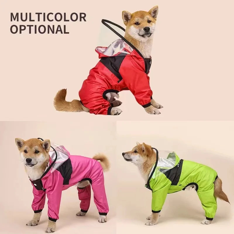 Waterproof Dog Raincoat Jacket | The Dog Face Hooded Pet Coat Jumpsuit
