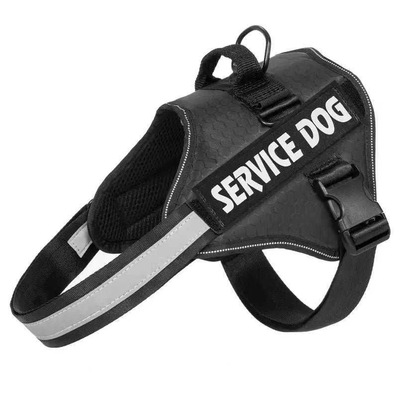 Service Dog Vest Harness with Chest Strap – Adjustable, Durable, Comfortable Black