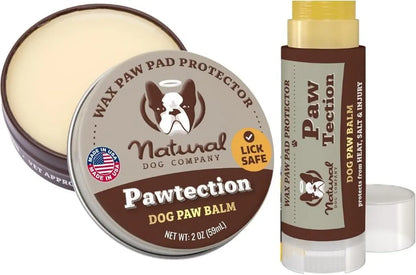 Natural Dog Paw Balm Moisturizer – Heals & Protects Dry, Cracked Pads, Restores Comfort & Softness Pawtection Bundle - Tin Travel Stick