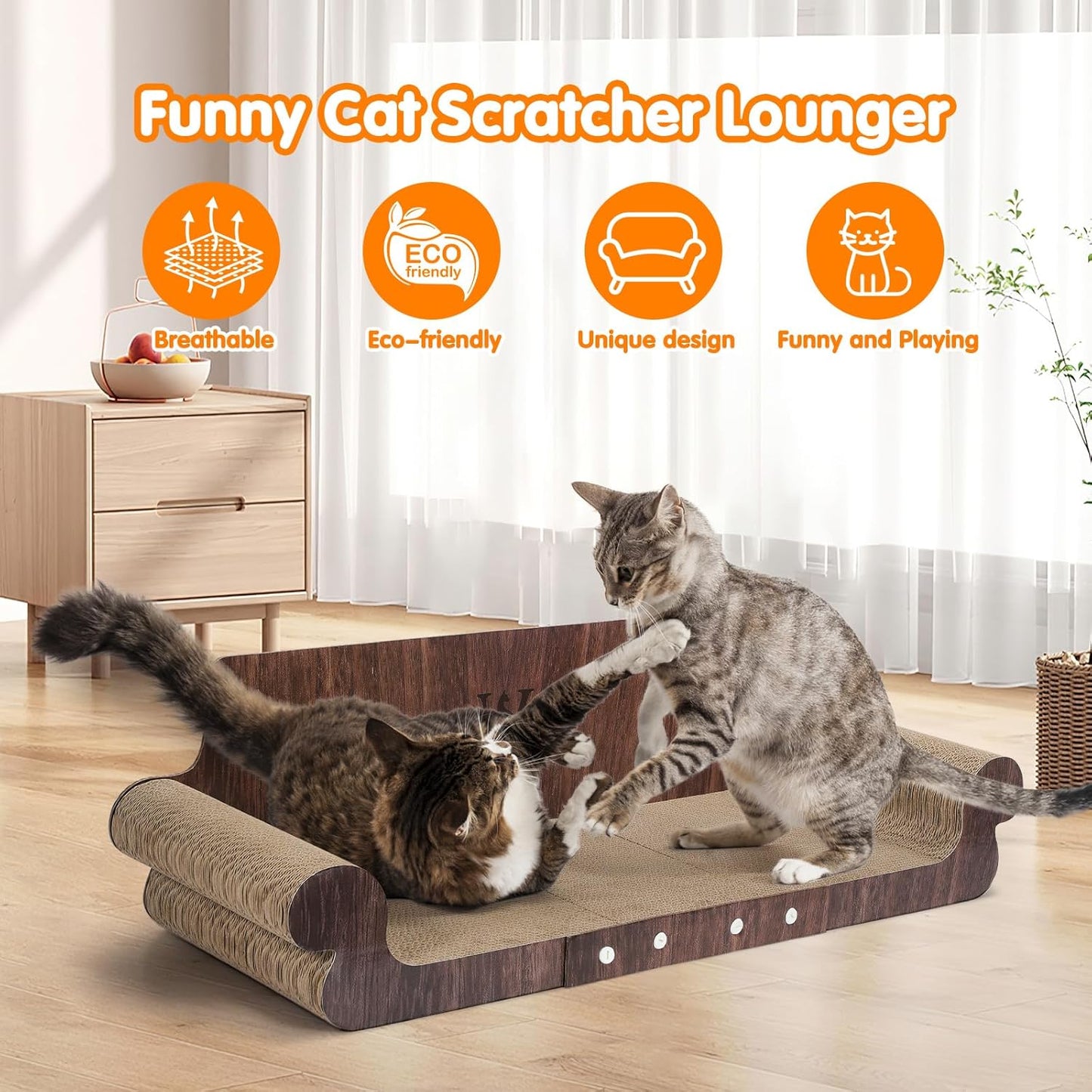 Extra Large Cat Scratcher Bed, 32” Cardboard Cat Couch & Lounger