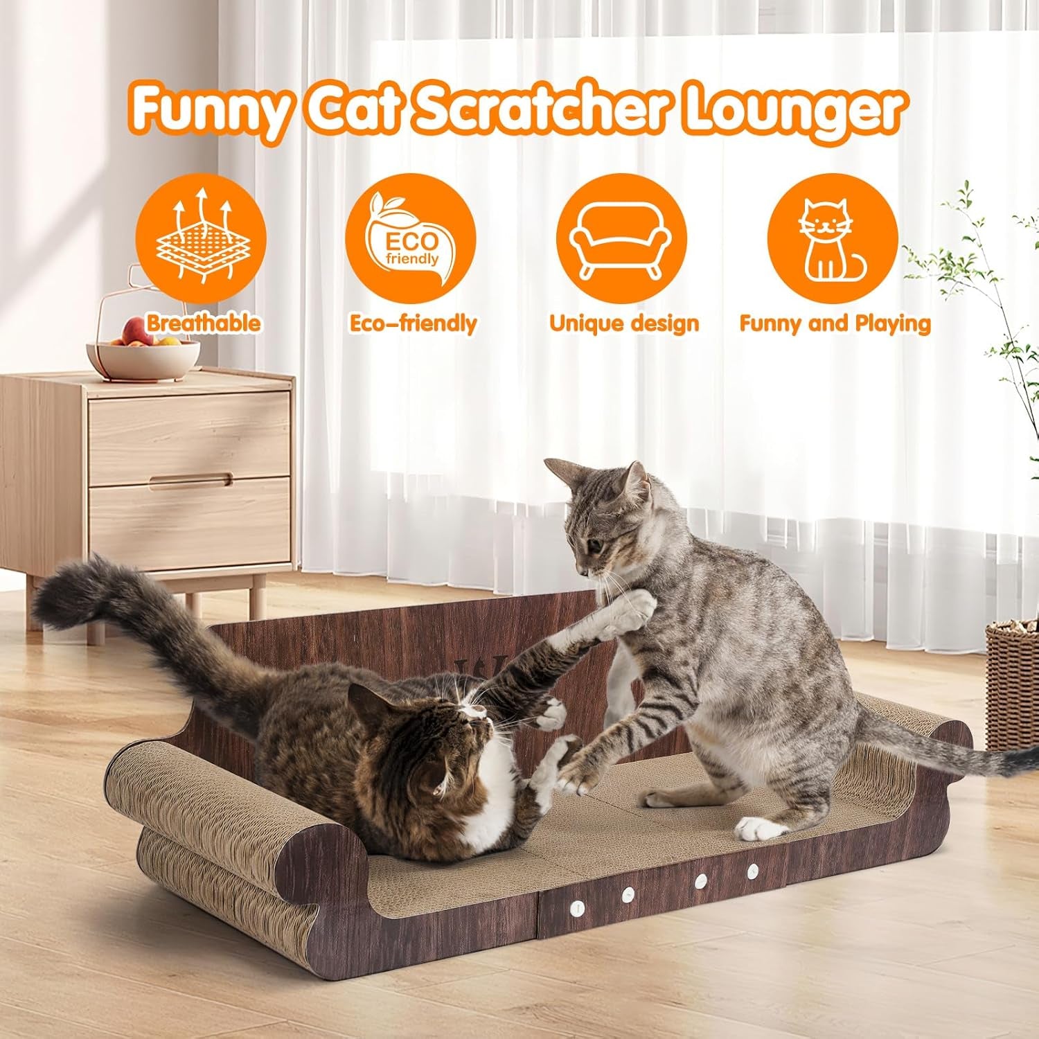 Extra Large Cat Scratcher Bed, 32” Cardboard Cat Couch & Lounger