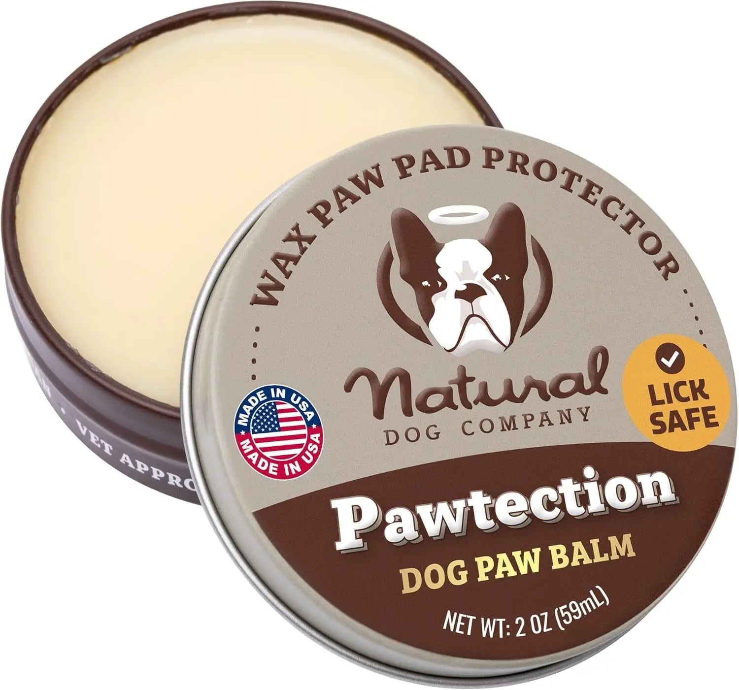 Natural Dog Paw Balm Moisturizer – Heals & Protects Dry, Cracked Pads, Restores Comfort & Softness Pawtection Tin - 2 Oz.